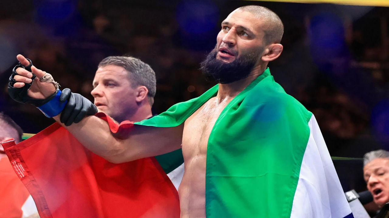 UFC Champion Khamzat Chimaev Carries Palestinian Flag